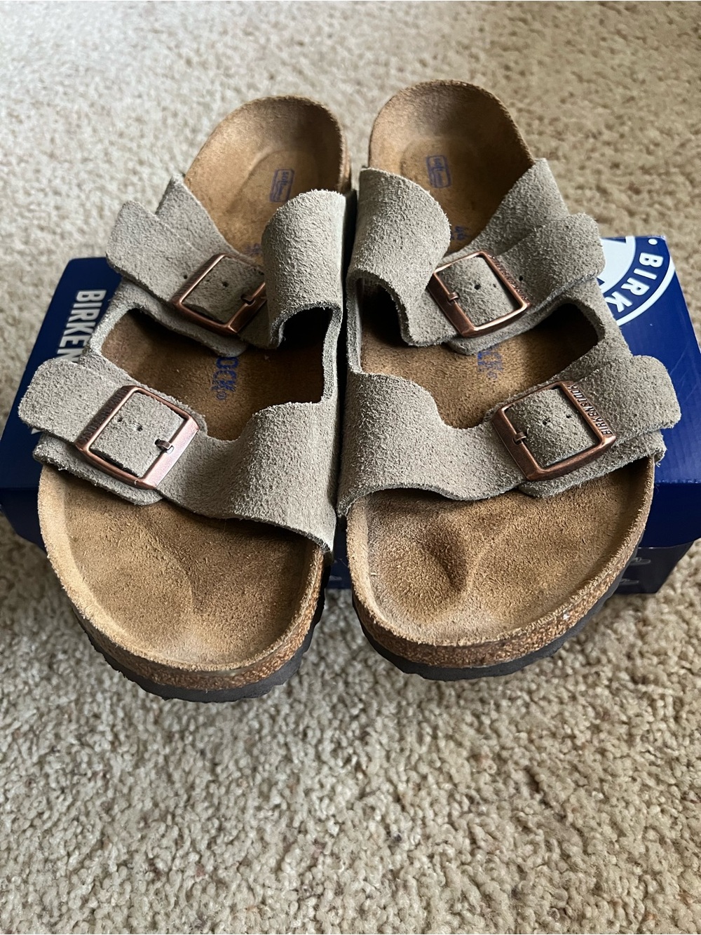 Birkenstock Taupe Suede Double Strap Sandals